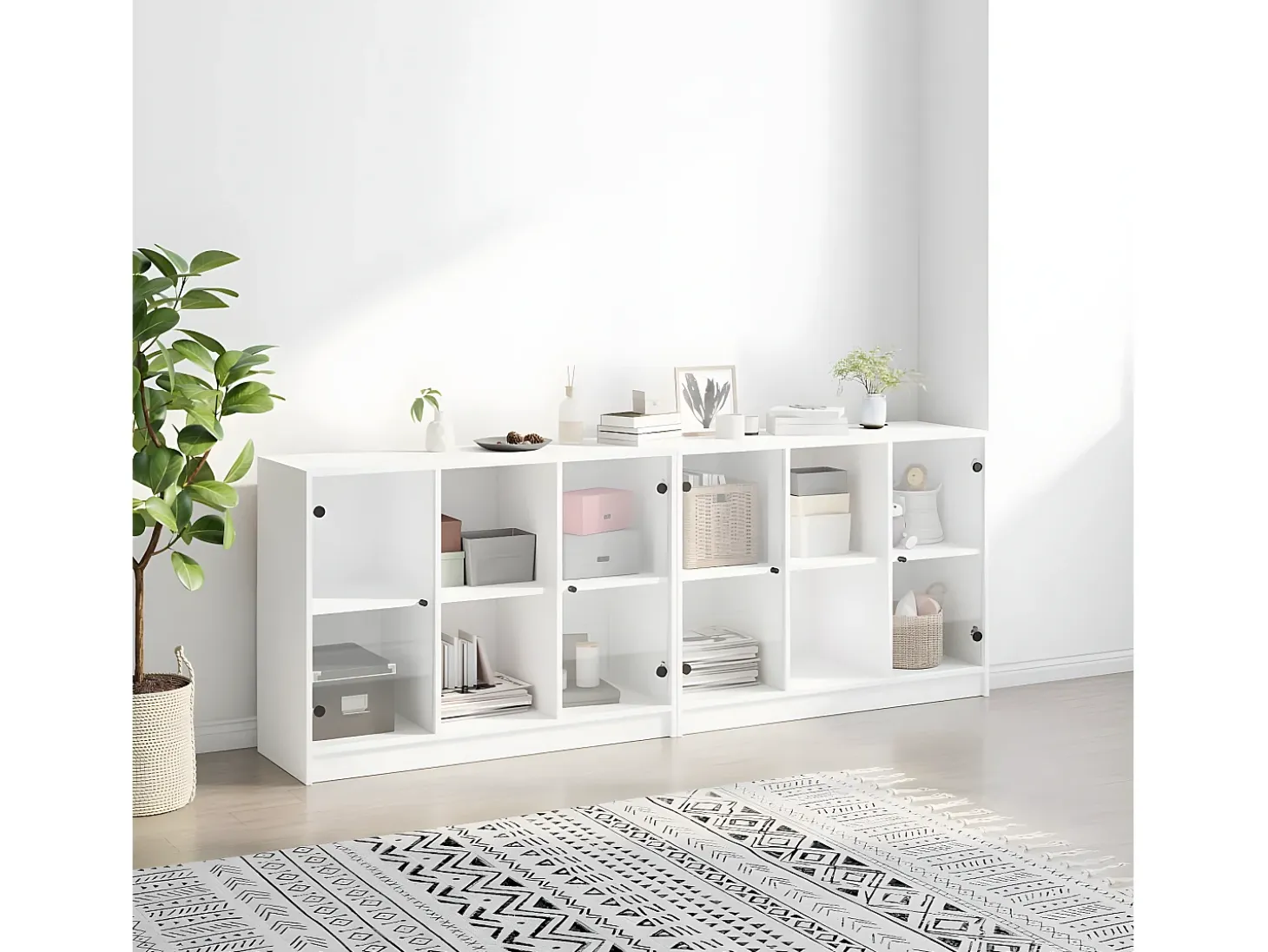 Estantería con puertas madera de ingeniería negro 204x37x75 cm