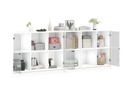 Estantería con puertas madera de ingeniería negro 204x37x75 cm