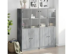 Estantería con puertas madera gris Sonoma 136x37x142 cm