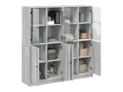 Estantería con puertas madera gris Sonoma 136x37x142 cm