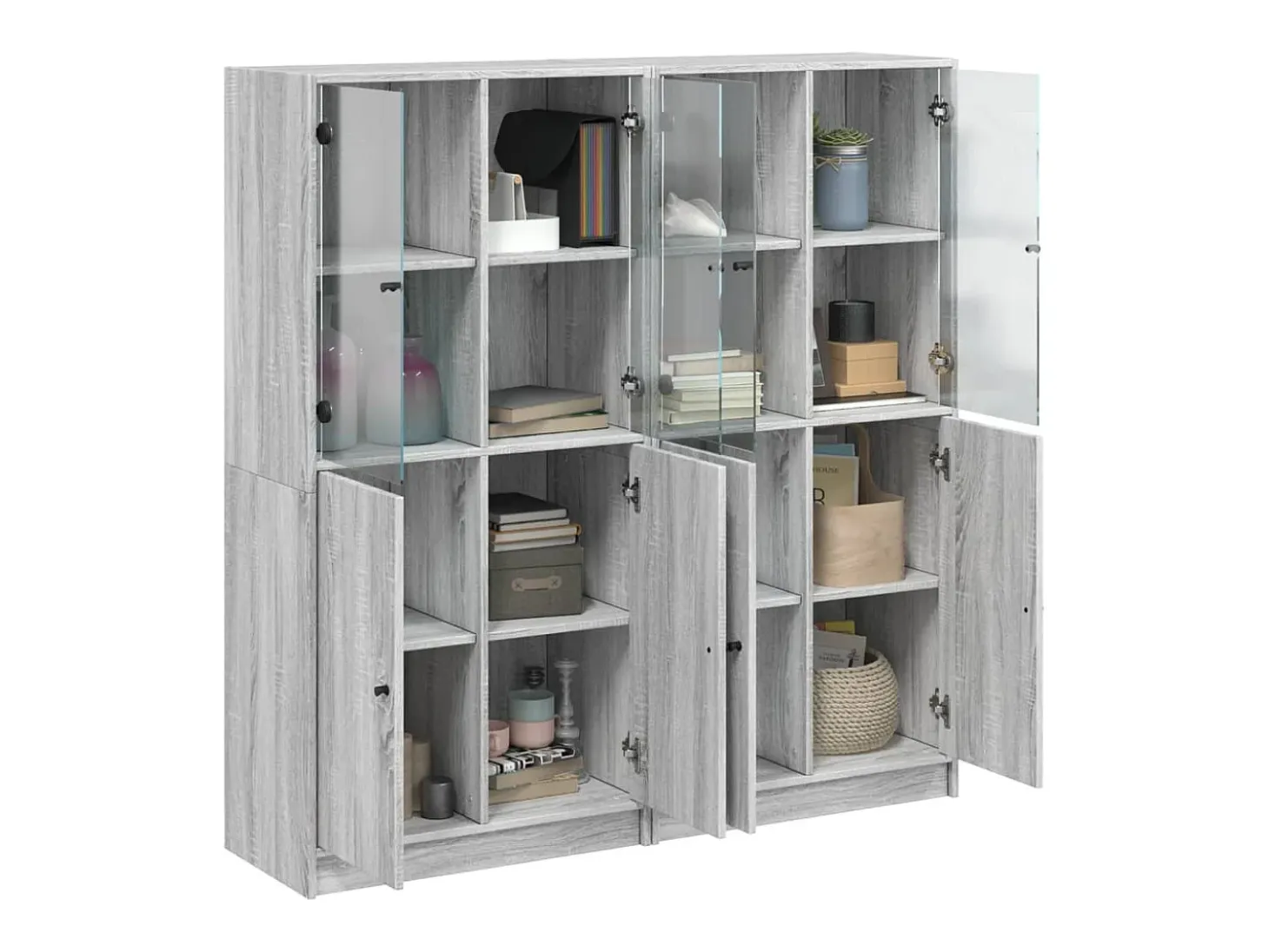 Estantería con puertas madera gris Sonoma 136x37x142 cm
