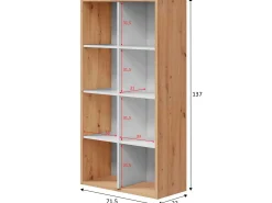 Estantería Cubic 8 huecos, color roble y blanco