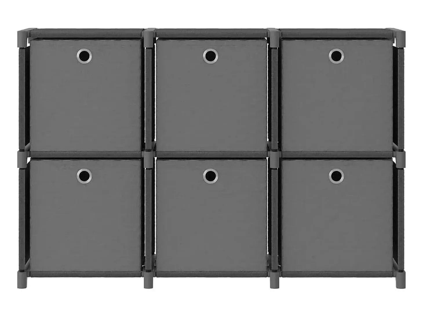 Estantería de 6 cubos con cajas de tela gris 103x30x72,5 cm ES283520