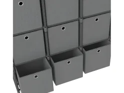 Estantería de 9 cubos con cajas tela gris 103x30x107,5 cm