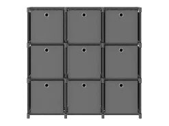 Estantería de 9 cubos con cajas tela gris 103x30x107,5 cm