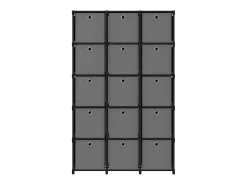 Estantería de 15 cubos con cajas de tela negro 103x30x175,5 cm ES110092