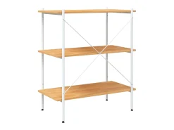 Estantería de 3 niveles blanco y roble 80x40x92 cm ES513682