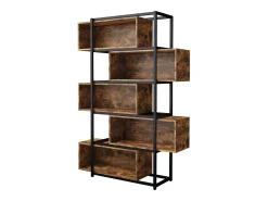 Estantería de 5 niveles con estantes - 121 x 35 x 176 cm - Madera MDF y tubo de acero - Marrón