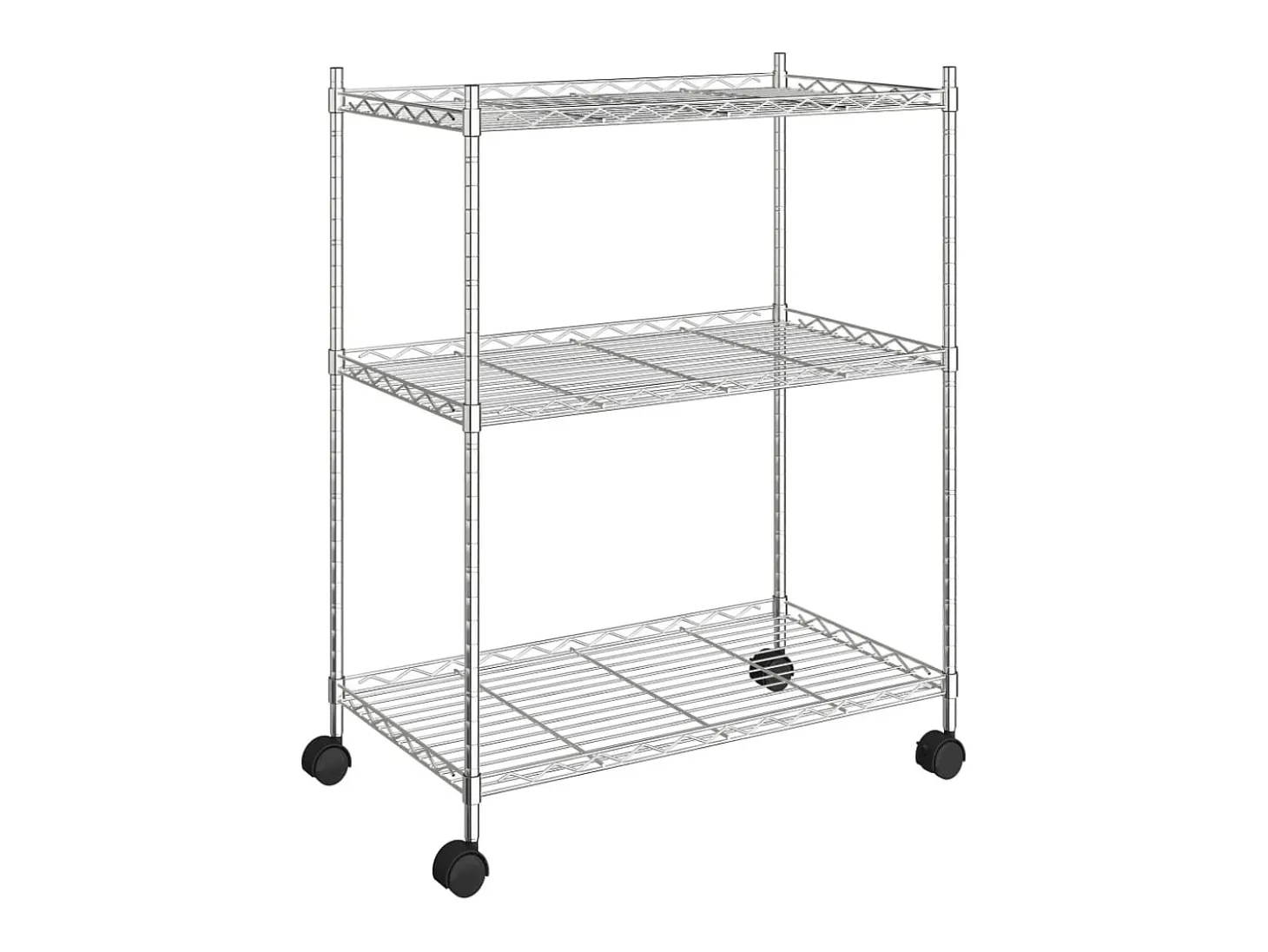 Estantería de 3 niveles con ruedas cromado 60x35x81 cm 150 kg ES682815