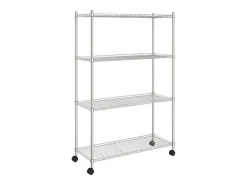 Estantería de 4 niveles con ruedas cromado 90x35x142 cm 200 kg ES746189
