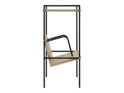 Estantería de 2 niveles de aglomerado negro y roble 52x28x59 cm