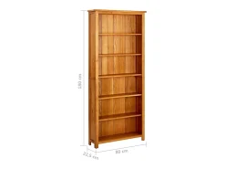 Estantería de 6 niveles de madera maciza de roble 80x22,5x180 cm