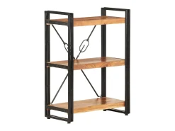 Estantería de 3 niveles de madera maciza de acacia 60x30x80 cm