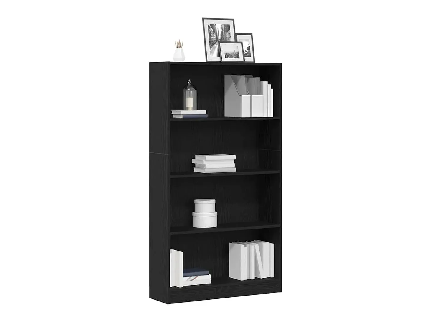 Estantería de 4 niveles de roble negro 80x24x143 cm
