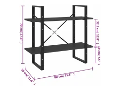 Estantería de 2 niveles madera contrachapada gris 80x30x70 cm