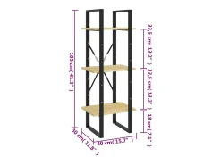 Estantería de 3 niveles madera maciza de pino 40x30x105 cm