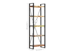Estantería de 5 niveles madera maciza reciclada 60x30x180 cm