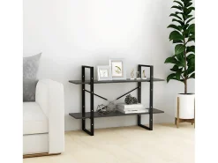 Estantería de 2 niveles madera contrachapada gris 100x30x70 cm