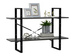 Estantería de 2 niveles madera contrachapada gris 100x30x70 cm