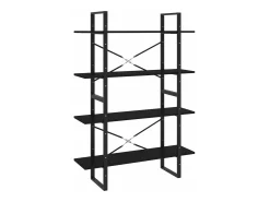 Estantería de 4 niveles madera contrachapada negro 100x30x140cm