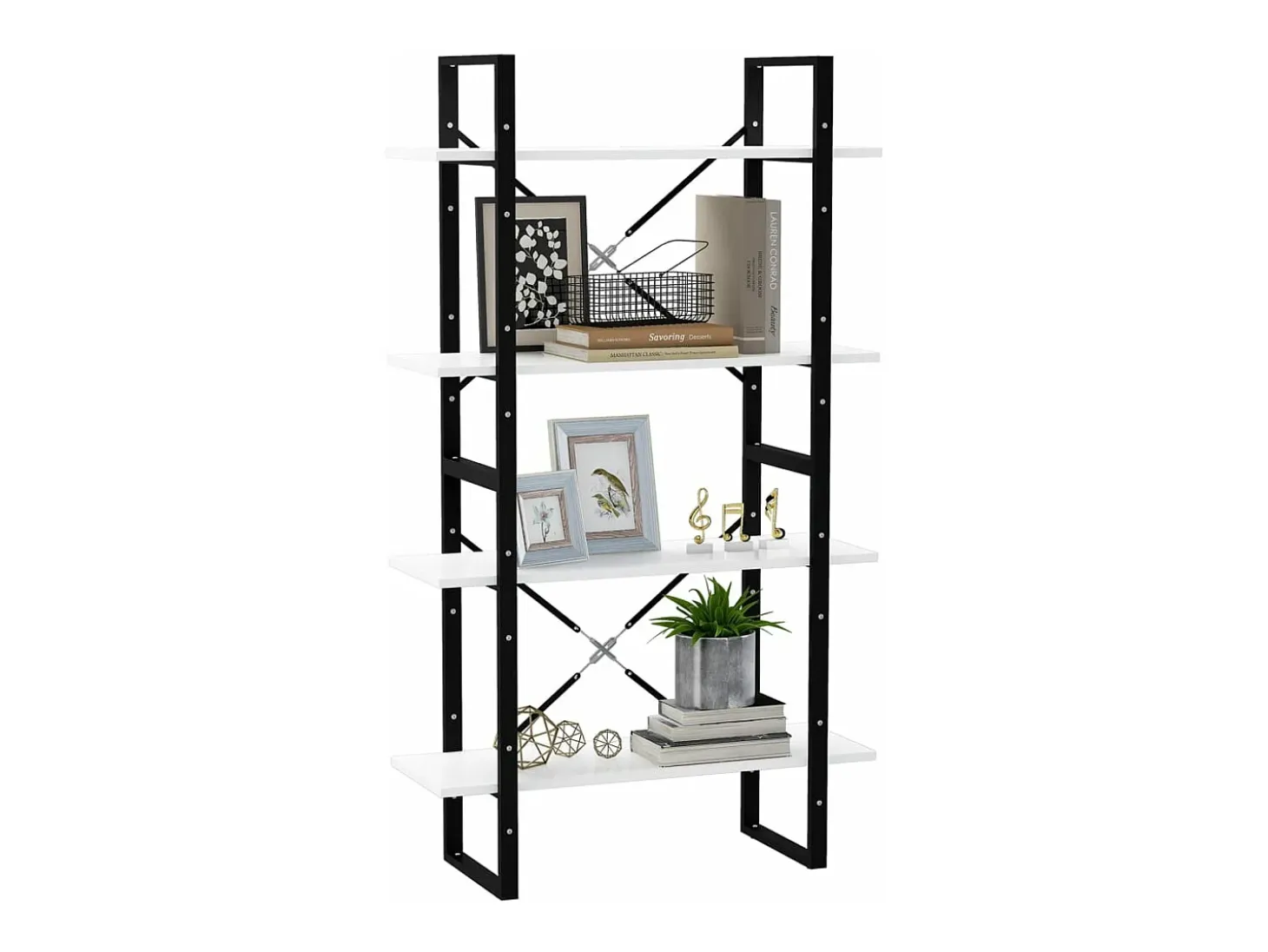 Estantería de 4 niveles madera contrachapada blanco 80x30x140cm