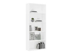 Estantería de 5 niveles madera contrachapada blanca 80x30x189cm
