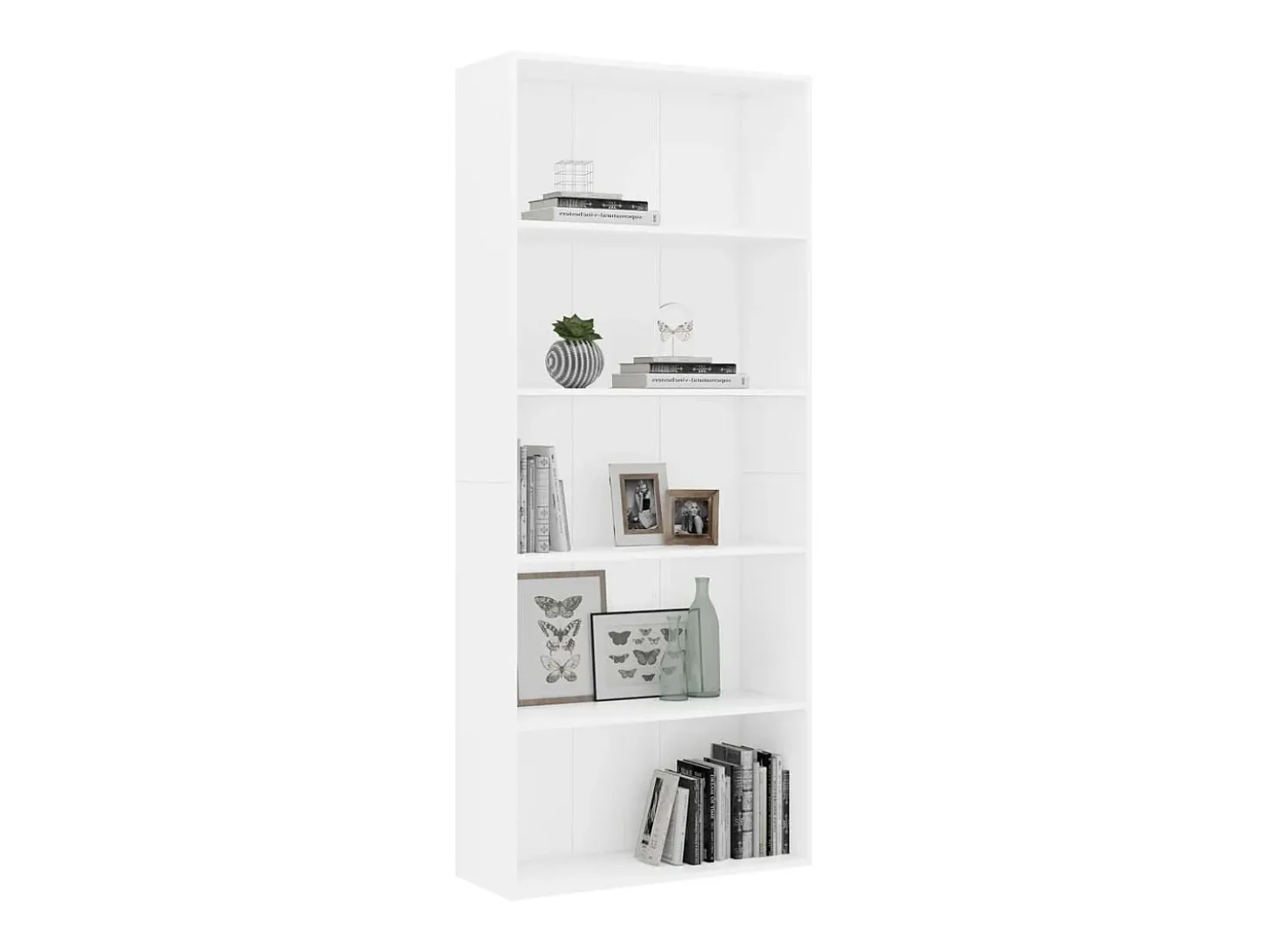 Estantería de 5 niveles madera contrachapada blanca 80x30x189cm
