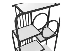 Estantería de almacenaje de doble puerta - 3 estantes - patas de metal - 80 x 30 x 180 cm - elemento decorativo redondo