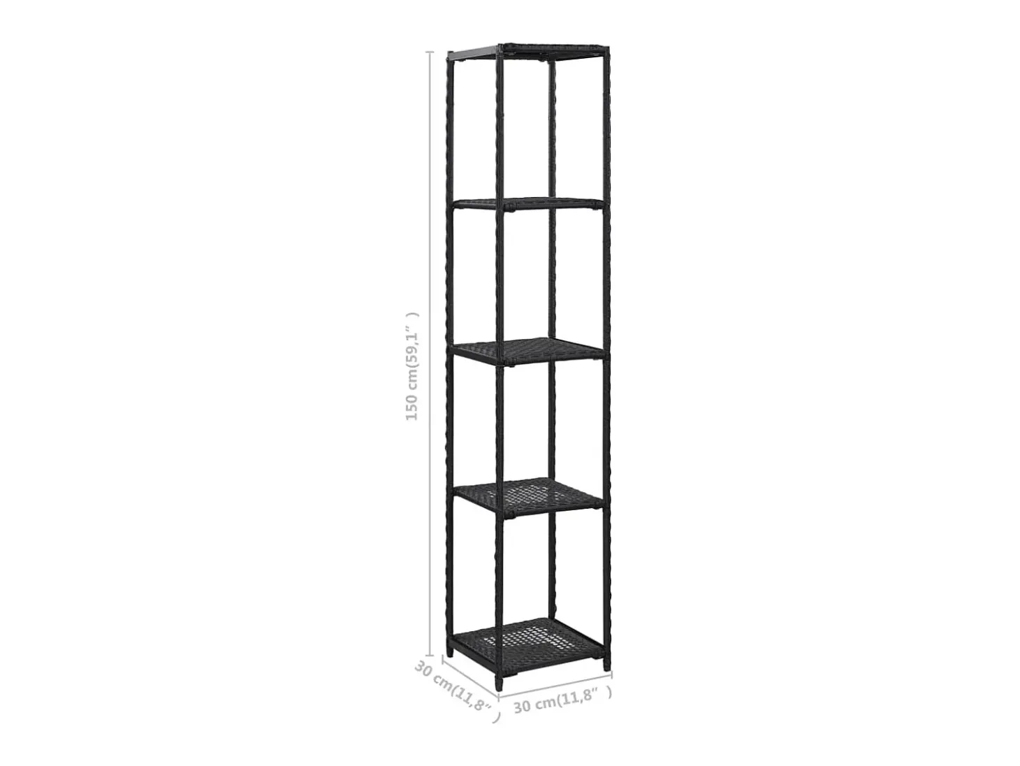 Estantería de almacenaje ratán sintético negro 30x30x150 cm