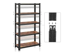 Estantería de almacenamiento industrial de metal negro con niveles ajustables - L75 x H150 cm