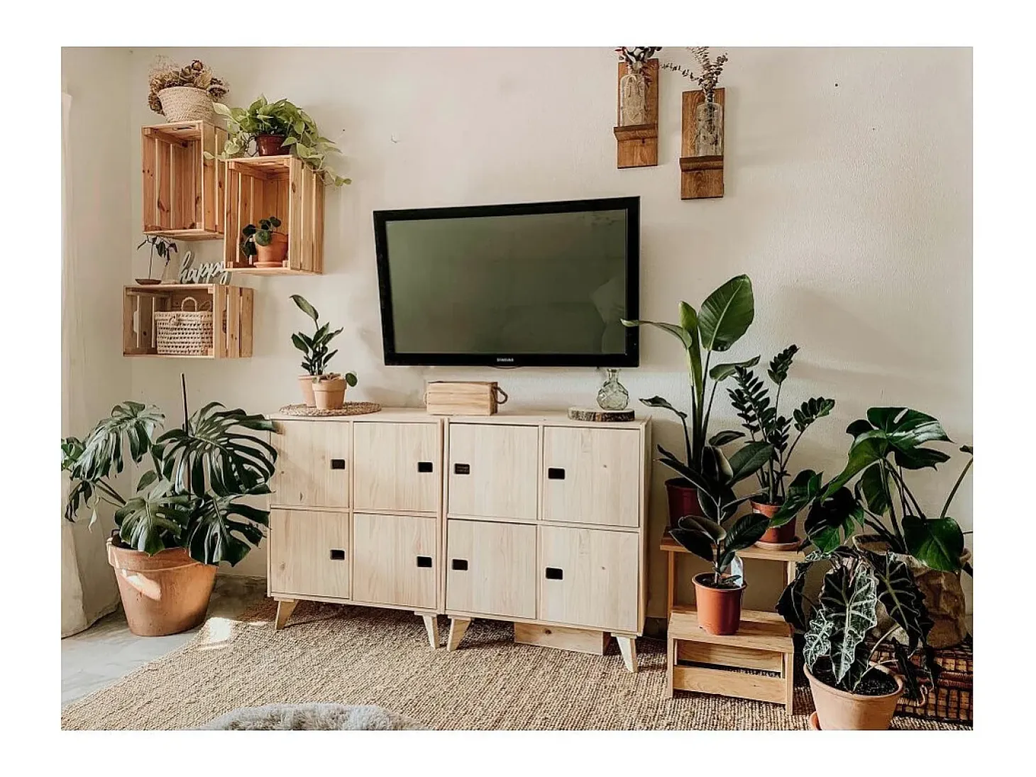 Estantería de cubos de madera cruda Dinamic 4 espacios