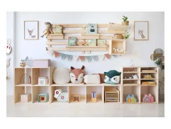 Estantería de cubos de madera cruda Dinamic 4 espacios