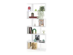 Estantería de diseño escalonado vertical en blanco brillo 192 cm Zoe High Blanco Brillo