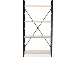 Estantería de Escalera Virginia 4 estantes, Color Roble/Negro, 60 cm