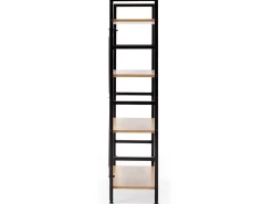 Estantería de Escalera Virginia 4 estantes, Color Roble/Negro, 60 cm