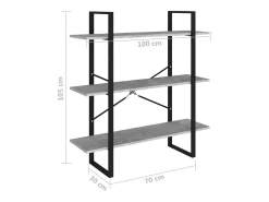 Estantería de madera contrachapada gris hormigón 100x30x105 cm