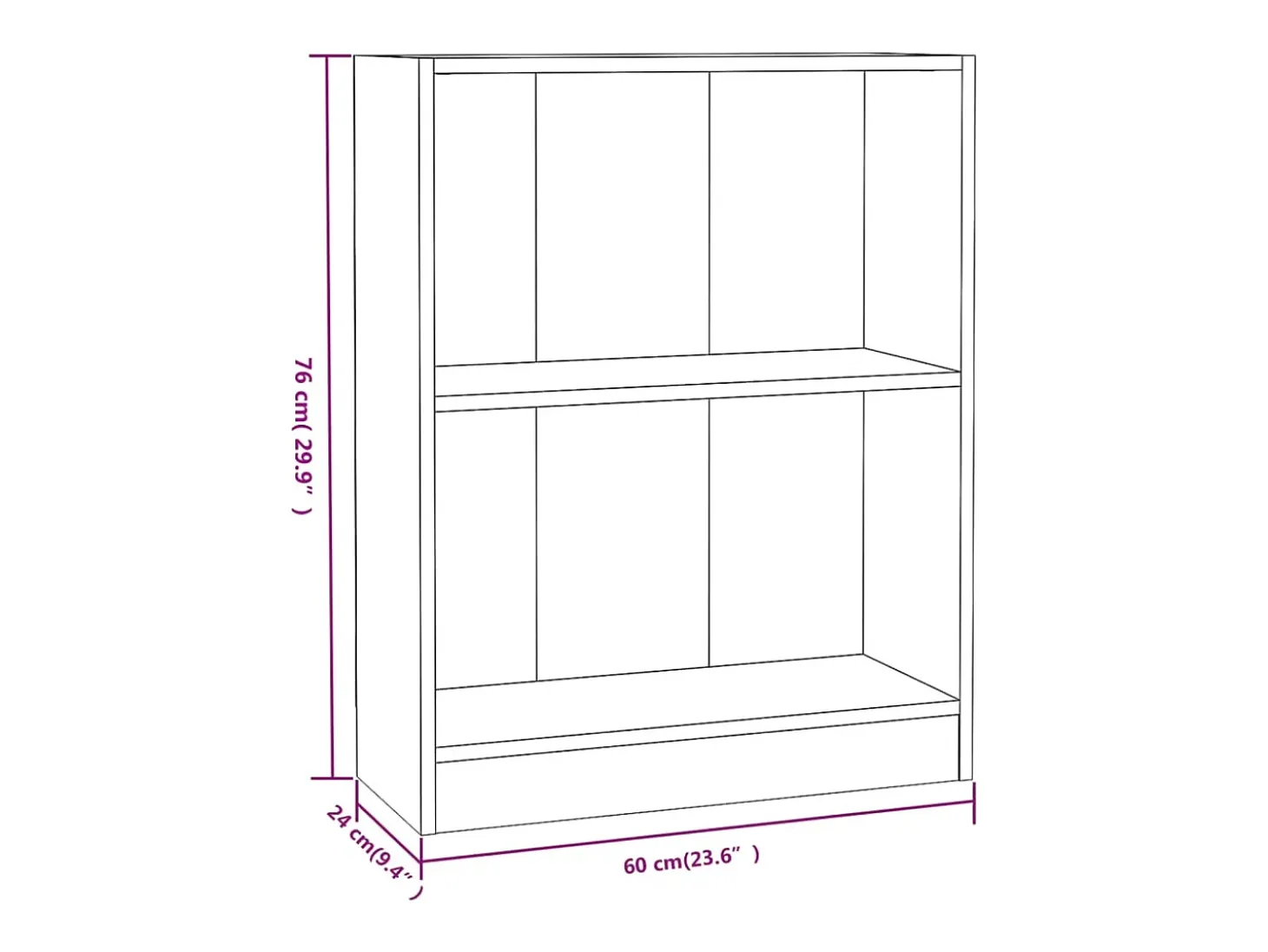 Estantería de madera contrachapada roble marrón 60x24x74,5 cm