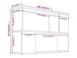Estantería de madera contrachapada gris Sonoma 100x24x63 cm