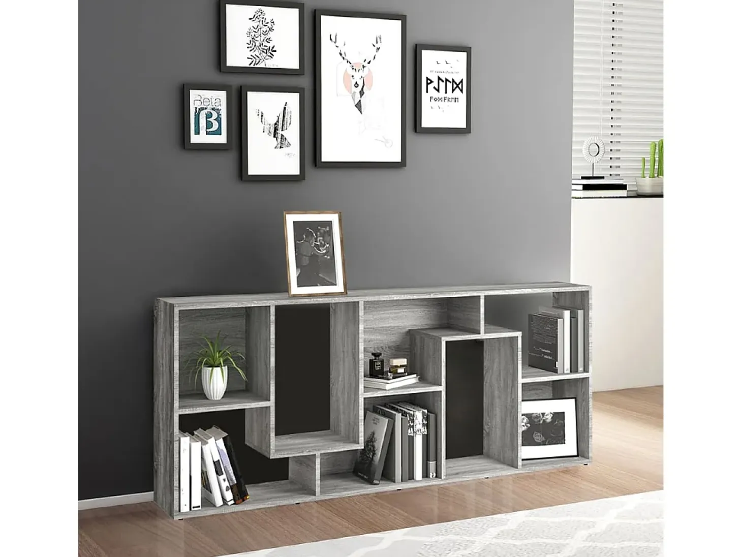 Estantería de madera contrachapada gris Sonoma 67x24x161 cm