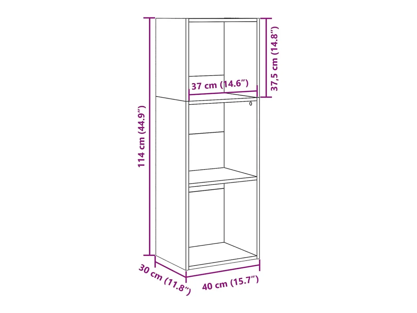 Estantería de madera de ingeniería gris Sonoma 40x30x114 cm