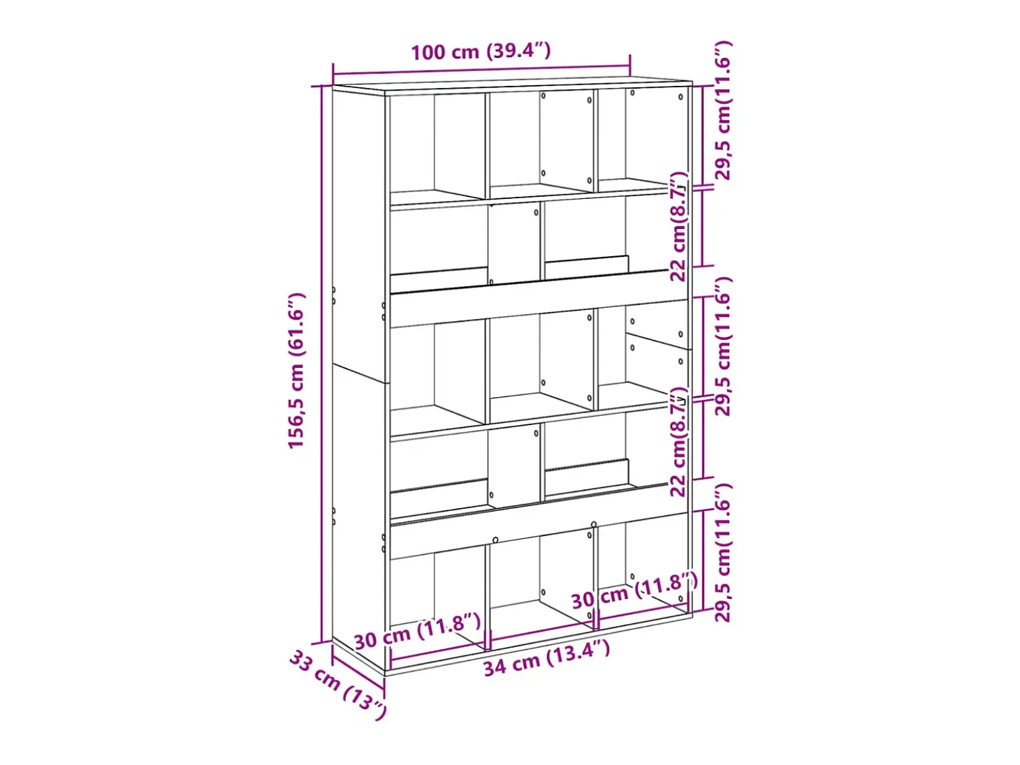 Estantería de madera de ingeniería gris Sonoma 100x33x156,5 cm
