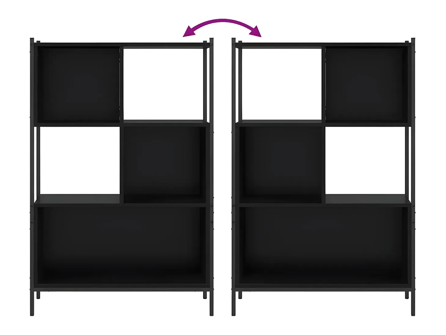 Estantería de madera de ingeniería negra 72x28x109 cm