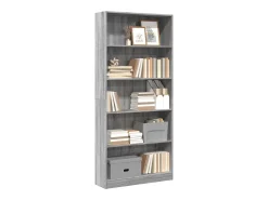 Estantería de madera de ingeniería gris Sonoma 80x24x176 cm