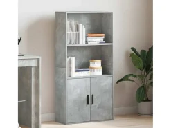 Estantería de madera de ingeniería gris hormigón 60x24x120 cm