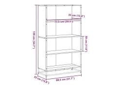 Estantería de madera de ingeniería negra 80,5x35x139 cm