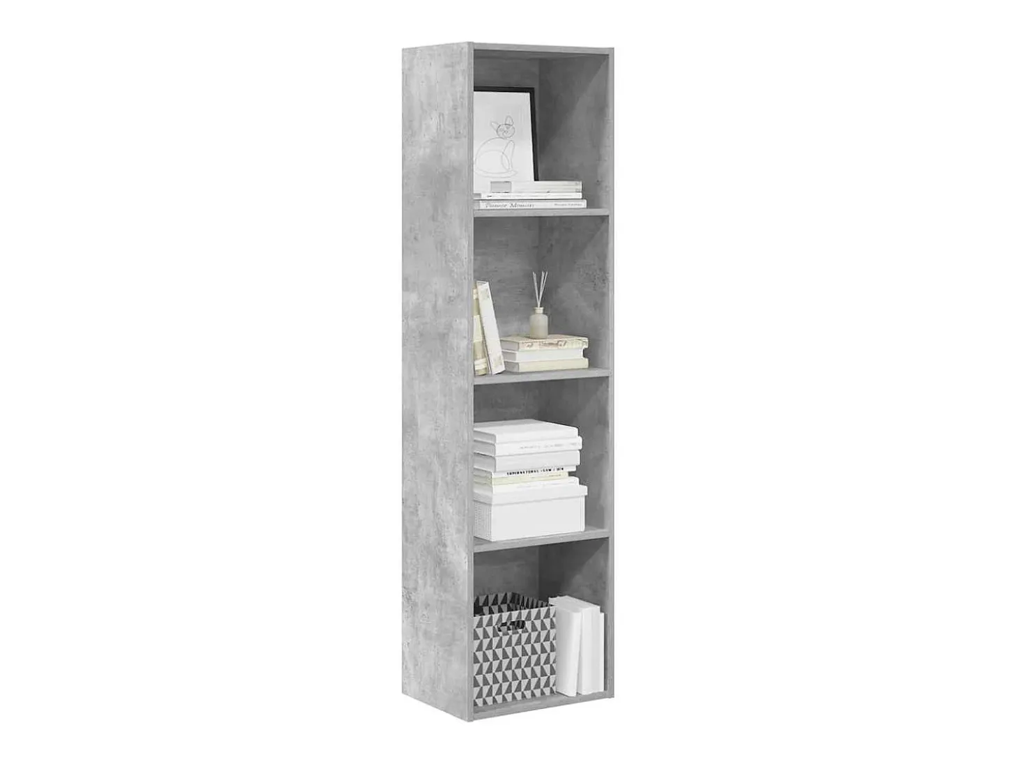 Estantería de madera de ingeniería gris hormigón 40x30x152 cm