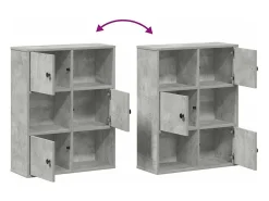 Estantería de madera de ingeniería gris hormigón 60x24x76,5 cm