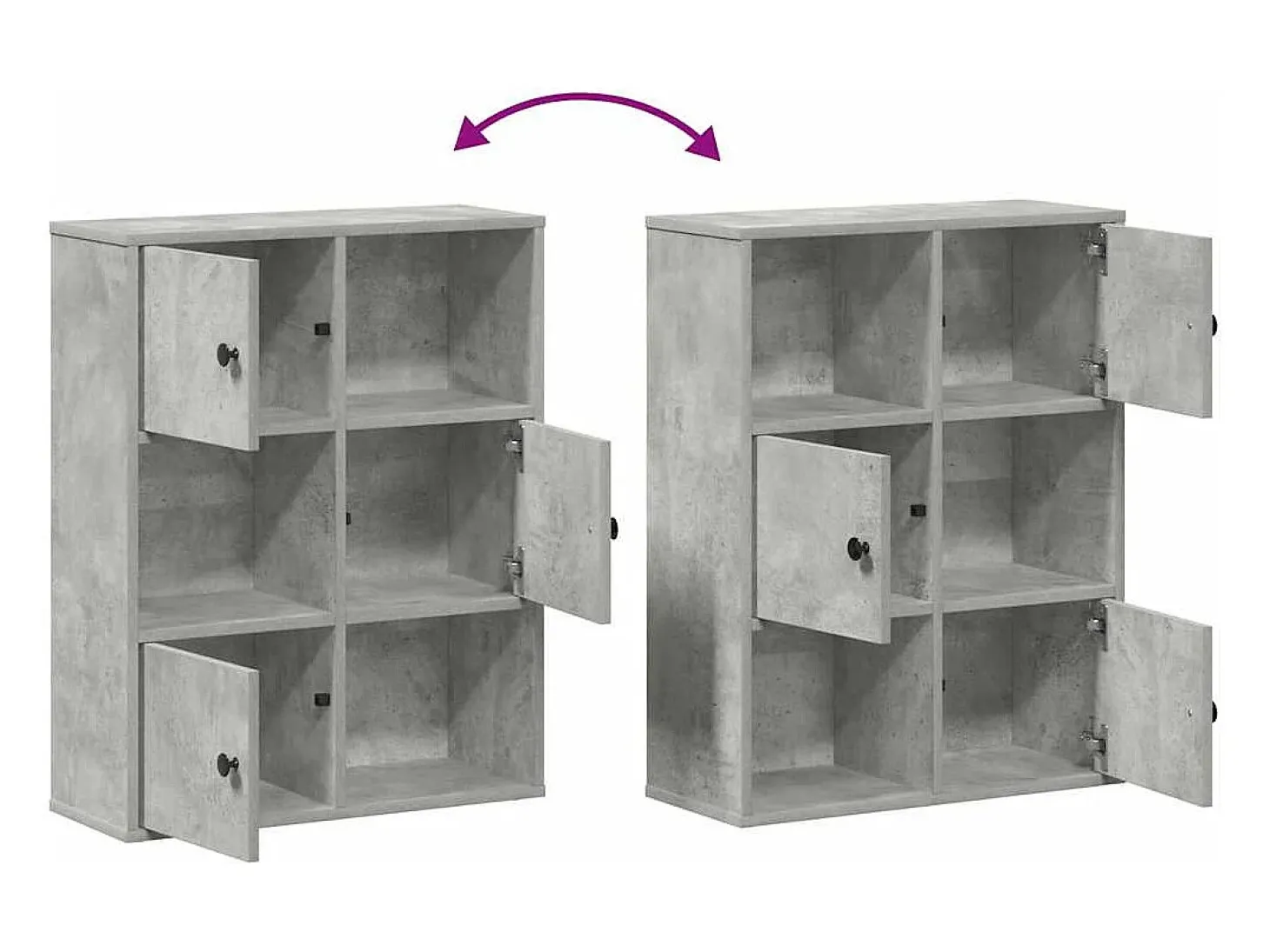 Estantería de madera de ingeniería gris hormigón 60x24x76,5 cm