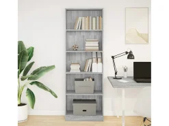 Estantería de madera de ingeniería gris Sonoma 60x24x176 cm