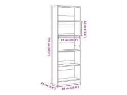 Estantería de madera de ingeniería gris Sonoma 60x24x176 cm